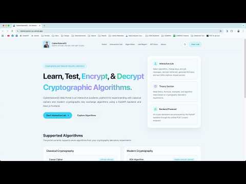 CipherXploreSS — Interactive Cryptography Learning Full Stack Web Portal