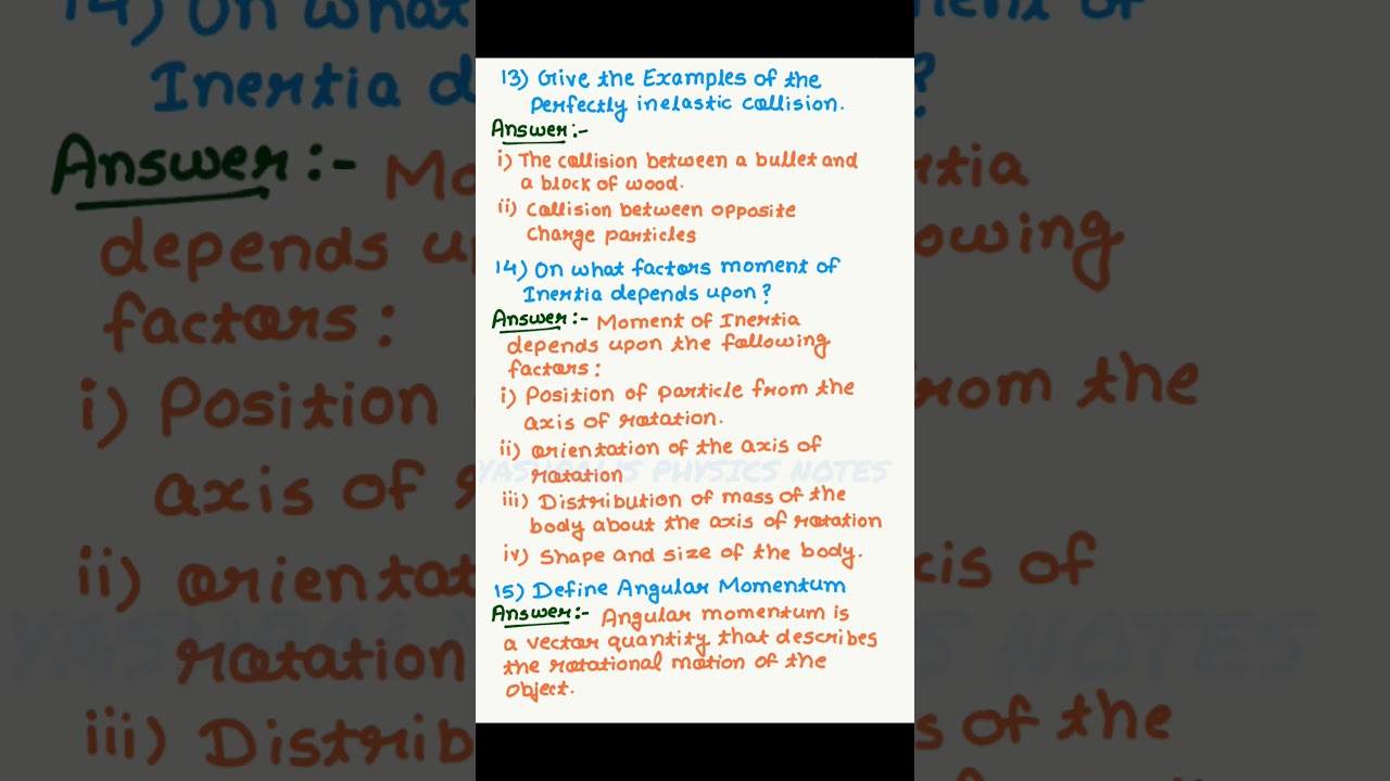 Mechanics -Answer in One Sentence(Part-7) #mechanics #rtmnu #rtmnuexam #physicsnotes #physicsconcept