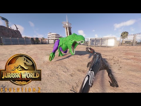 Jurassic World Evolution 2 - Spiderman I-Rex Vs Hulk T-Rex Vs Venom Indoraptor Dinosaurs Fighting