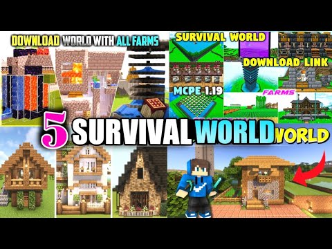 Top 5 best all farms survival world for Minecraft pocket edition 1.19 | top 5 survival maps Mcpe map