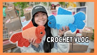 Making Goldfish, Packing Orders & Creating New Stickers!! 📦✨ Crochet Vlog w/ Liene Pixcut S1