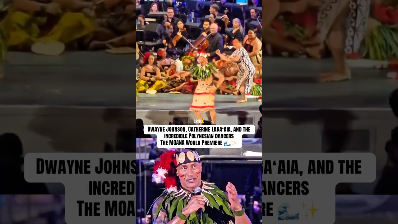 Dwayne Johnson, Catherine Lagaʻaia, and the Polynesian dancers | The MOANA World Premiere 🌺