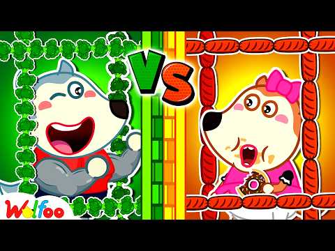 Locked In Food Room For 24 Hours! 🥦 Healthy Vs Unhealthy Food | Cartoons For Kids | Wolfoo Family