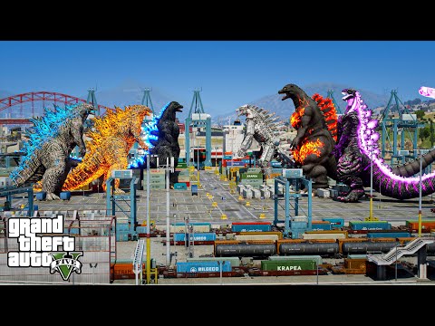 Team Godzilla, Nuclear Godzilla vs Team Shin Godzilla, Burning Godzilla ( GTA V Mods )