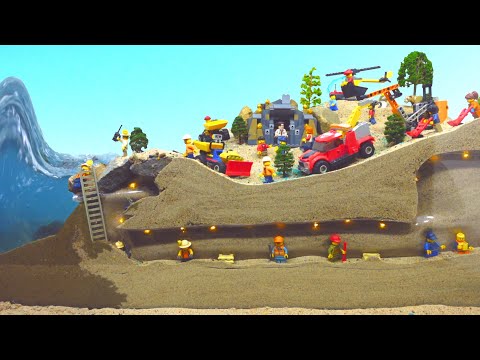 LEGO Mine Flood Disaster - Tsunami Dam Breach Experiment - Wave Machine VS Gold Mine