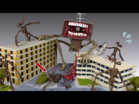 Making The Megahorn VS Siren Head | Leovincible & Trevor Henderson Monsters with Clay | Diorama