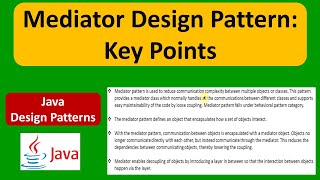 Mediator Design Pattern: Key Points