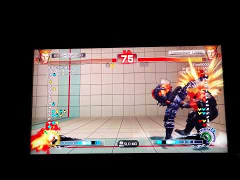Catching Guile's whiffed flash kick with air grab