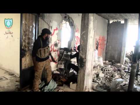 استهداف أحد مقرات النظام في حي الحويقة برشاش 12.5 من قبل جيش درع الشمال في دير الزور