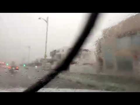 Windscreen View Of Dubai In Heavy Rain