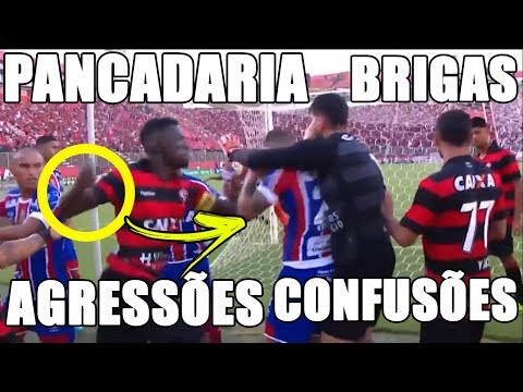 Cenas lamentáveis no Ba-Vi, pancadaria entre jogadores e entre torcidas [VITÓRIA 1 X 1 BAHIA]