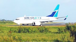 preview picture of video 'WestJet B737-7CT Taking off From St. Lucia for Toronto Pearson Int'l (CYYZ) 1080p'