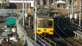 preview picture of video 'Tyne and Wear Metro-Metrocars 4032 and 4080 arriving into Gosforth Depot East Yard'