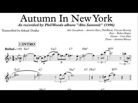 Autumn In New York (Alto Summit") - Vincent Herring Transcription (Eb). Transcribed by Arkady Dudka.