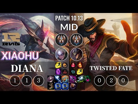 RNG Xiaohu Diana vs Twisted Fate Mid - KR Patch 10.13