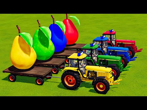 TRANSPORT OF COLORS ! GIANT COLORED PEAR TRANSPORT WITH JOHN DEERE TRACTORS! Farming Simulator 22