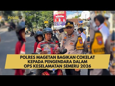 POLRES MAGETAN BAGIKAN COKELAT KEPADA PENGENDARA DALAM OPS KESELAMATAN SEMERU 2026