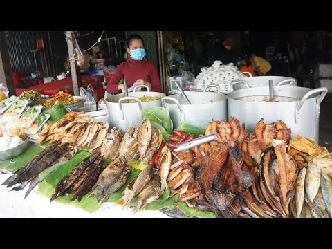 Many Different Varieties Street Food @Phsa Tang Kor Saing - Yummy Kind of Lunch For Selling