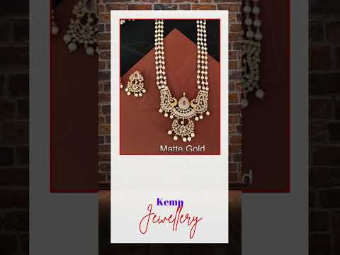 Kemp Jewelry Matte Gold Polish Designer Clustered Pearl Long Kemp Pendant Set