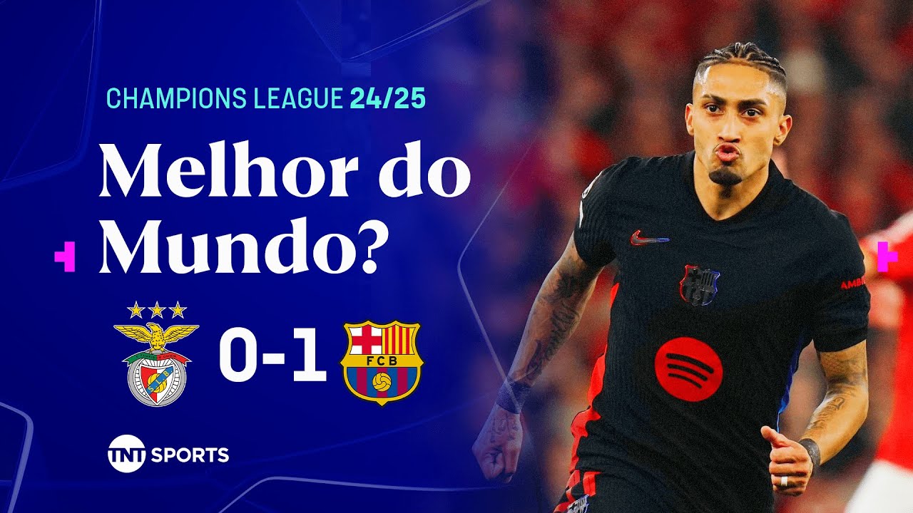 RAPHINHA VIRA HERÓI E SALVA O BARÇA COM UM A MENOS NA CHAMPIONS - BENFICA 0 X 1 BARCELONA