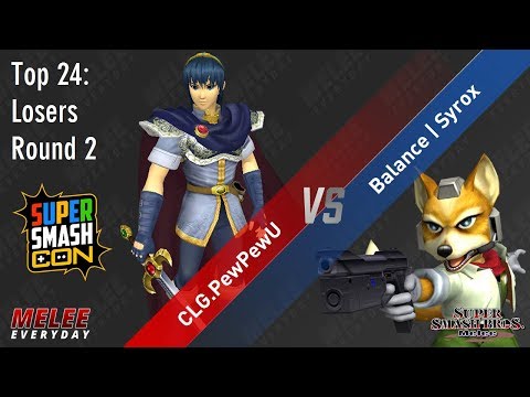 Super Smash Con 2017 - Balance | Syrox (Fox) vs. CLG . PewPewU (Marth) - SSBM - Top 24, LR2