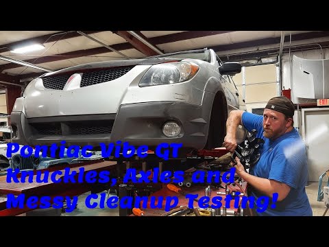 Pontiac Vibe GT service time! Wheel Bearings, Knuckles, Axles! Super Clean Floor Absorbent testing!