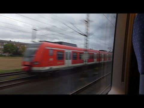 ICE 3 (200 km/h) überholt S-Bahn (100 km/h)