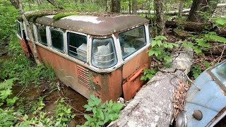 VW BUS Abandoned 52 YEARS in Woods - Rare 15 Window Deluxe Kombi Type 2 Found in Stream First Sight