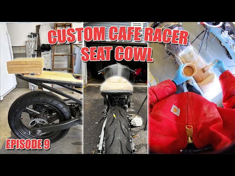 CUSTOM CAFE RACER SEAT COWL WOOD/FIBERGLASS - SUZUKI GS500 BUILD EP 9