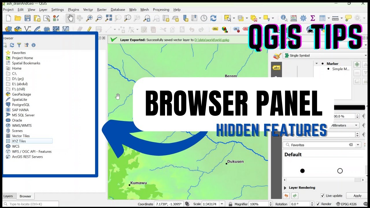 QGIS Browser Panel #qgis #qgistutorials #panel