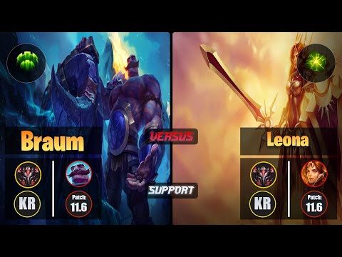 GrandMaster BRAUM [Guardian] (Support) VS  LEONA - Grandmaster KR Patch 11.6