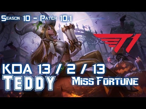 T1 Teddy MISS FORTUNE vs XAYAH ADC - Patch 10.1 KR Ranked