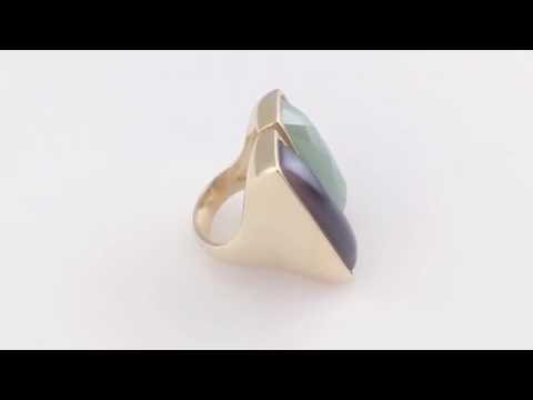 18K Gold Plated Ring with Natural Stones (005339)