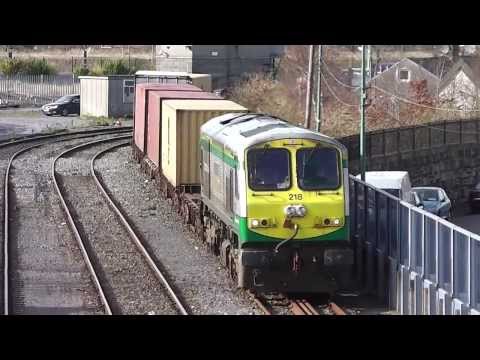 IE class 201 (218) + IWT Liner - Arriving at North Wall, Dublin