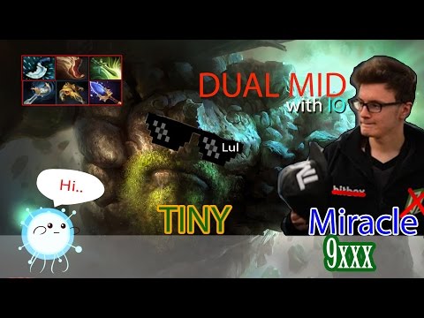 Miracle - Tiny Dual MIDLANE with IO || MMR 9k Team Liquid
