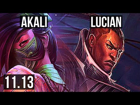 AKALI vs LUCIAN (MID) | 8 solo kills, 1.8M mastery, 400+ games, Godlike | NA Diamond | v11.13