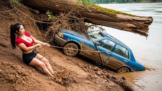 Female CEO Rescuing an Abandoned Fiat Siena ED 75 Stuck by the River - Can It Run Again?