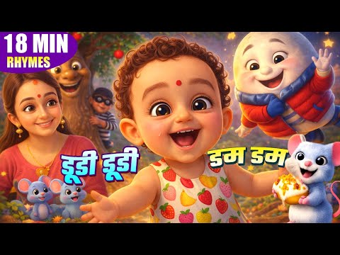 Dudi Dudi Dam Dam | 18 Minutes Hindi Kids Rhymes Jukebox | Best Nursery Rhymes Collection | Ui Ui TV
