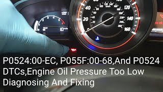 Mazda 3 Skyactiv 2.2 Diesel P0524-EC, P055F-68, And P0524 DTCs Engine Oil Pressure Too Low, Fixed