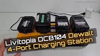 Livitopia DCB104 4 Port DeWalt Battery Charger Unboxing Test and USB Phone Charging