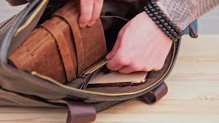 Сумка под ноутбук из гладкой кожи 14890 Vintage коричневая.