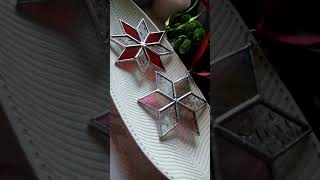 ❄ stained glass snowflake, iridescent #stainedglass star suncatcher #christmas #christmasdecor #xmas