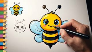 How to Draw a Cute Bee for Beginners | @KidsAcademyCom