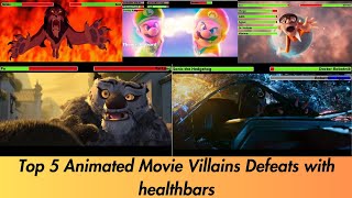 Top 5 Animated Movie Villains Defeats with healthbars