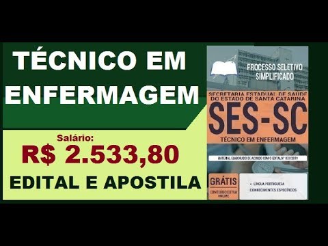 Edital Apostila Processo Seletivo Simplificado SES SC 2019 Técnico em Enfermagem