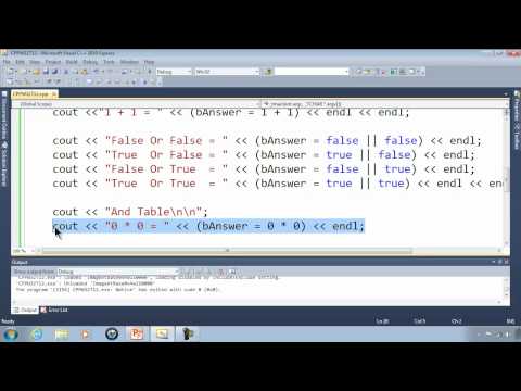 C++ Win32 Console Tutorial 12 - Simple Truth Tables - Boolean Algebra