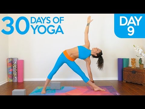 Yoga Basics for Flexibility & Toning ♥ Day 9 Triangle Pose, Relaxing Class | 30 Days of Yoga
