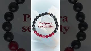 Náramek z minerálů - obsidián, korál, rodochrozit