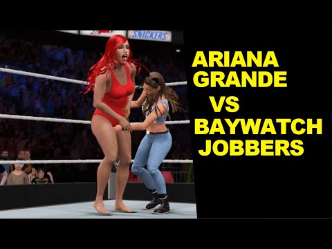 WWE 2K17 Ariana Grande vs Baywatch Jobbers Grace & Redd - 2 on 1