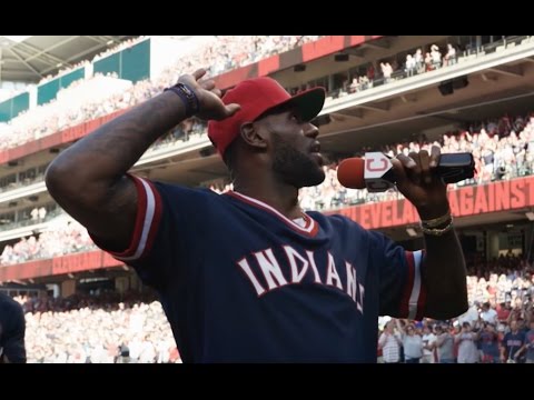 LeBron James addresses crowd at Progressive Field before ALDS Game 2